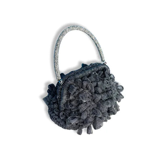 Clutch da 16 cm Fettuccia in Organza con manico Swarovski