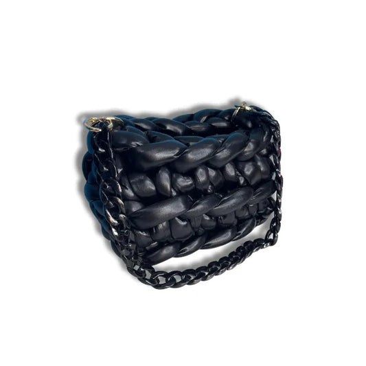 Borsa Marshmallow Metallica Nera con Catena