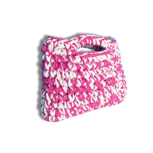 Borsetta Bianca e Fucsia in Fettuccia di Cotone