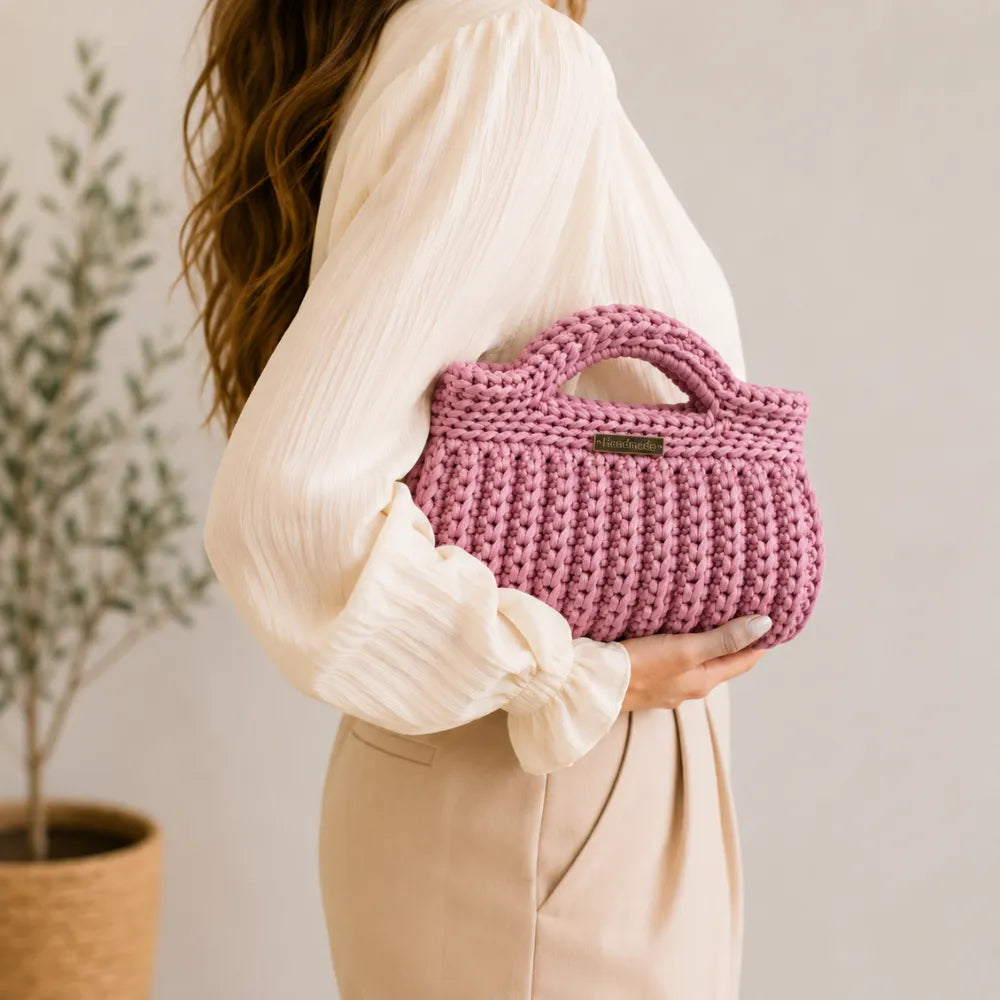Borsetta Bauletto Realizzata a Mano Rosa Antico
