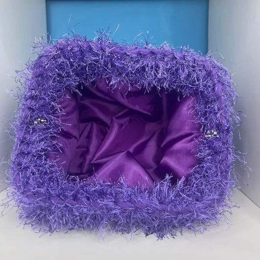 Clutch Pellicciosa Viola - Realizzata a Mano