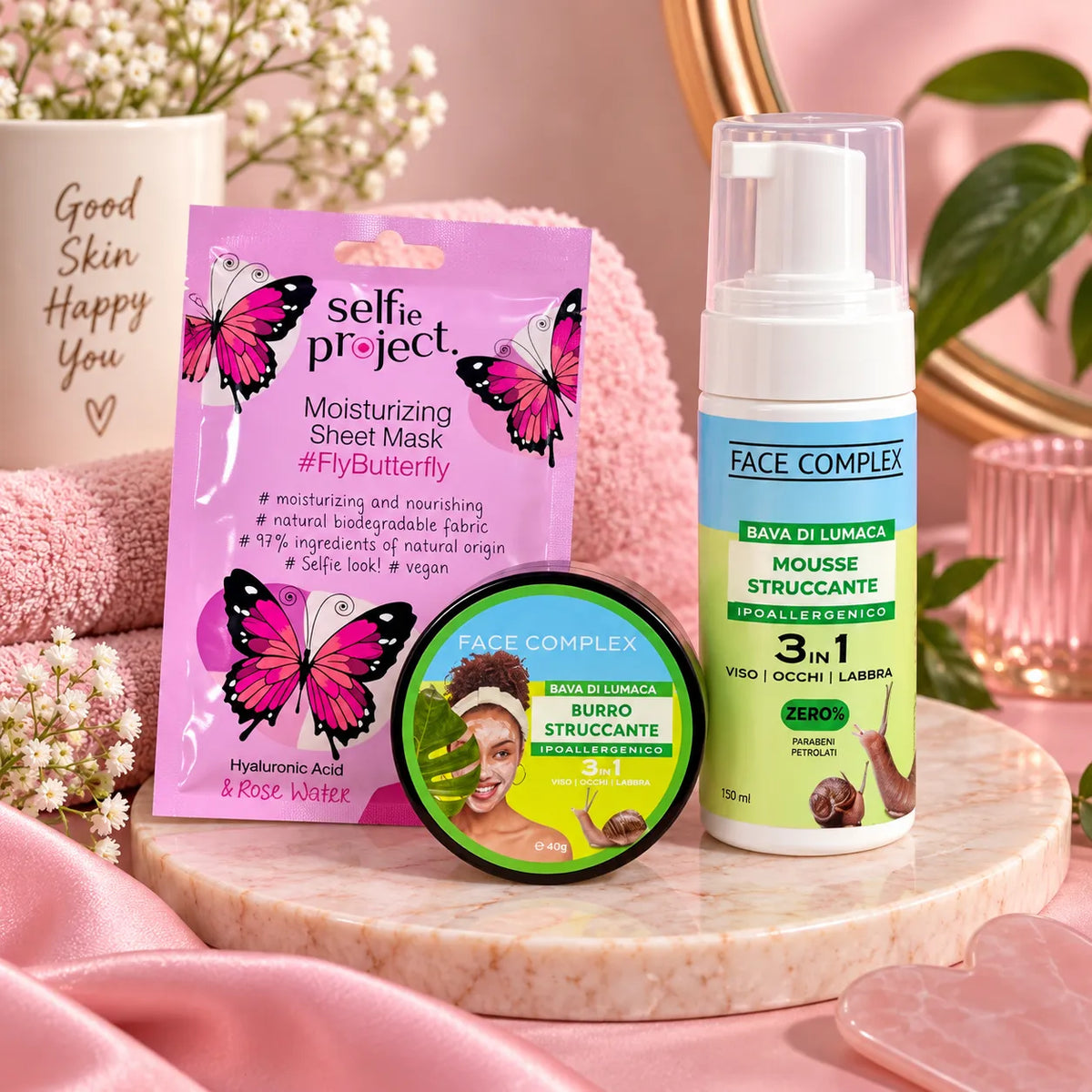 Set Skincare Viso Bava di Lumaca – Detersione & Idratazione 3 Prodotti