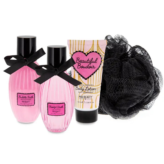 Mad Bauty - Boudoir Set Regalo – Bagno Schiuma, Gel Doccia Rose e Gardenia