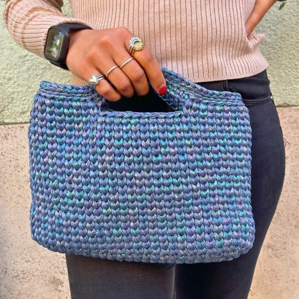 Borsetta Unicorno Blu in Fettuccia di Cotone