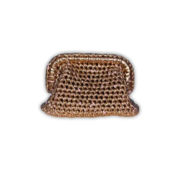Clutch da 20 cm in Fettuccia Metallica Oro Rosato