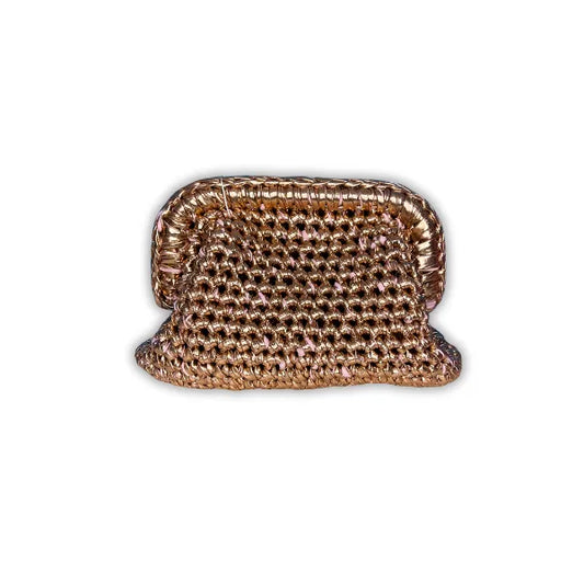 Clutch da 20 cm in Fettuccia Metallica Oro Rosato