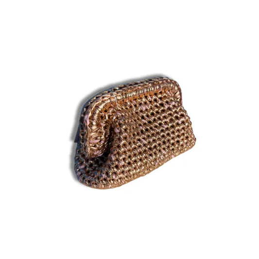 Clutch da 20 cm in Fettuccia Metallica Oro Rosato