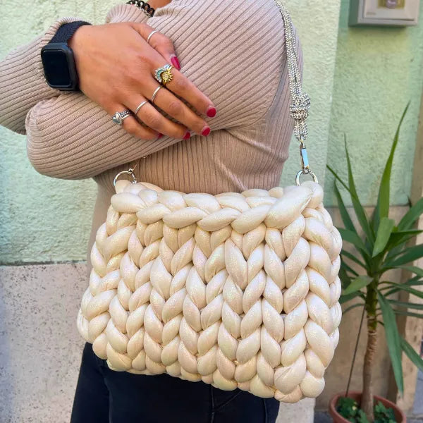 Borsa Marshmallow Panna manico Swarovski