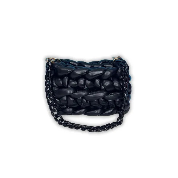 Borsa Marshmallow Metallica Nera con Catena