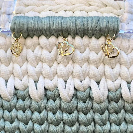 Borsetta Tricolor in Fettuccia di Cotone Bianca Verde Tiffany