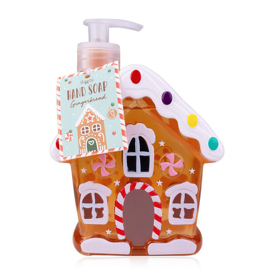 Dispenser di sapone con sapone liquido GINGERBREAD HOUSE, profumo di pan di zenzero