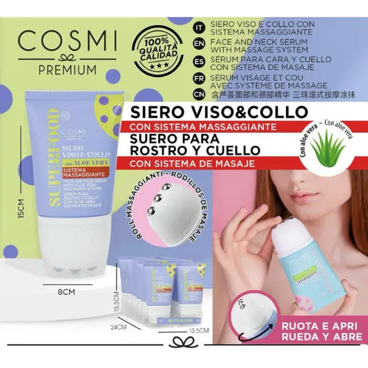 Cosmi Premium – Siero Viso e Collo Aloe Vera Con Sistema Massaggiante 80 ml