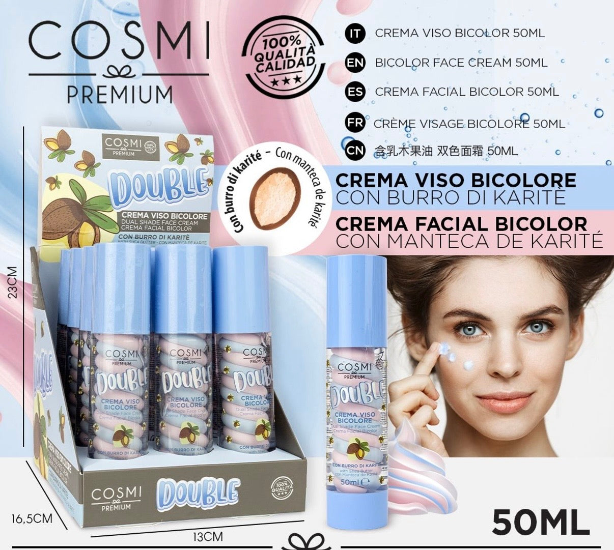Cosmi Milano - Crema Viso Bicolore 50ml con Burro di Karité