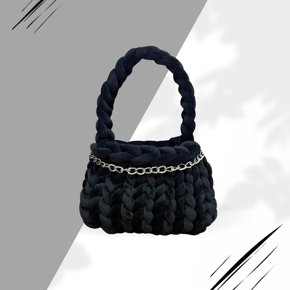 Borsa Marshmallow Nera Velluto