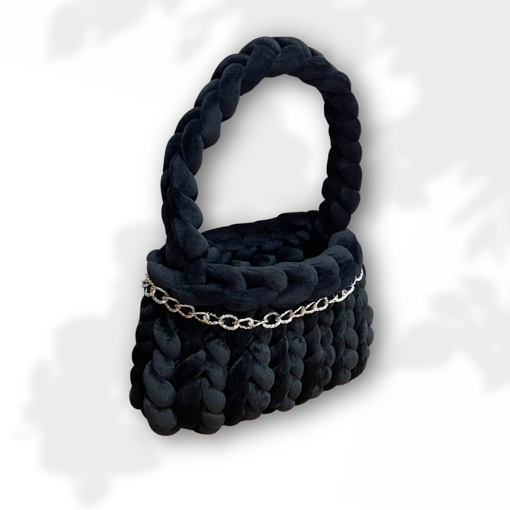 Borsa Marshmallow Nera Velluto