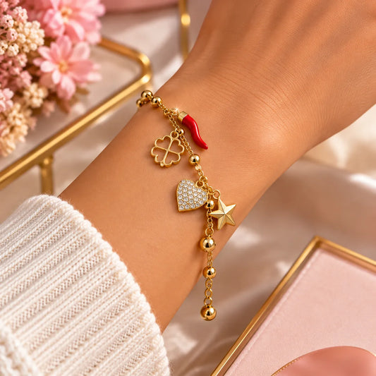 Bracciale Fortuna Gold in Acciaio Inox con Charm