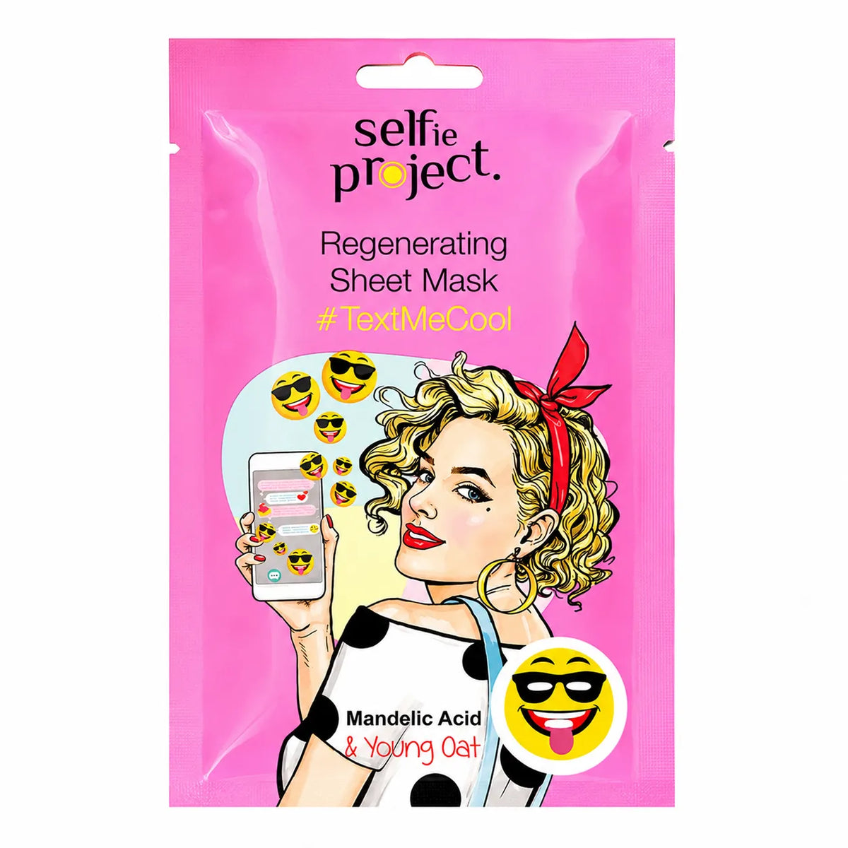 Selfie Project Regenerating Sheet Mask #TextMeCool – Maschera Viso Rigenerante con Acido Mandelico e Avena