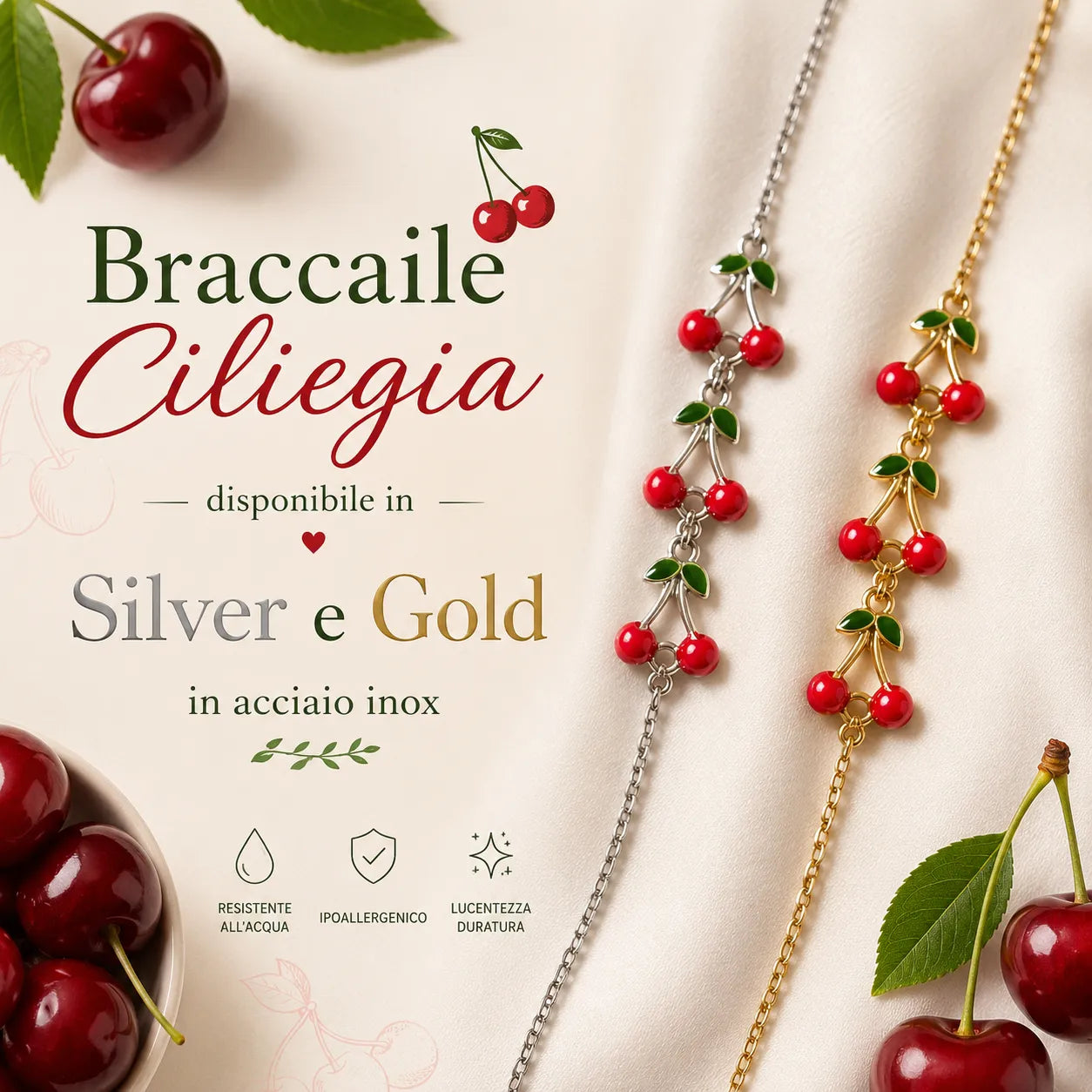 Bracciale Ciliegia - varie colorazioni