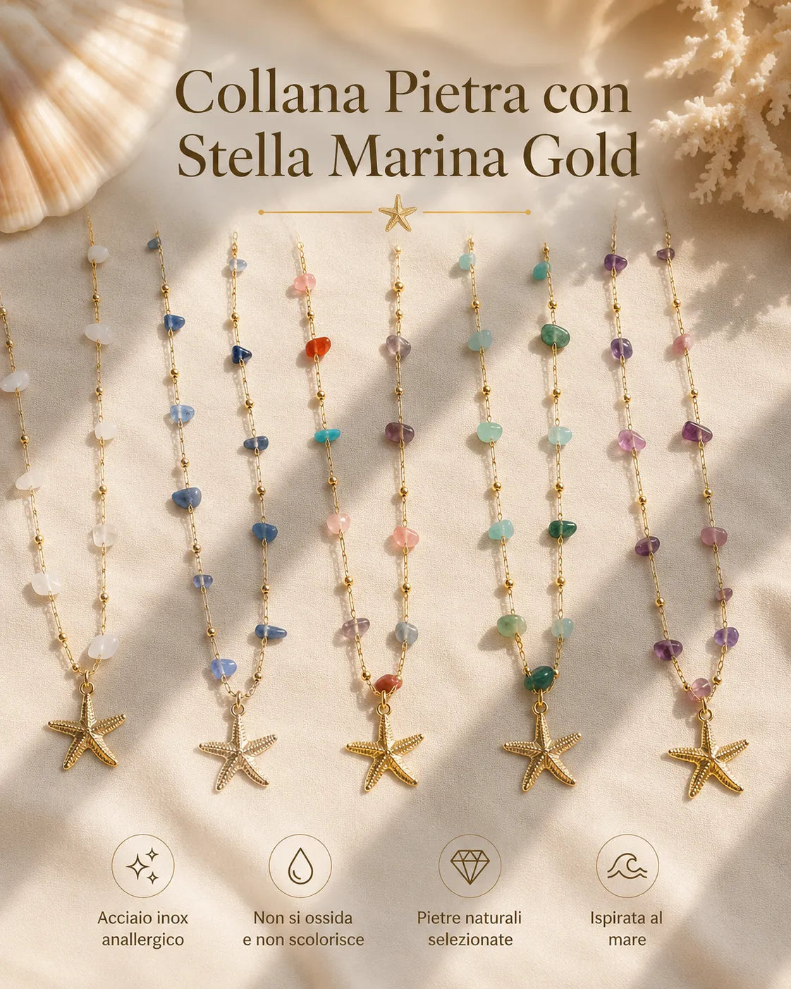 Collana Pietra con Stella Marina Gold
