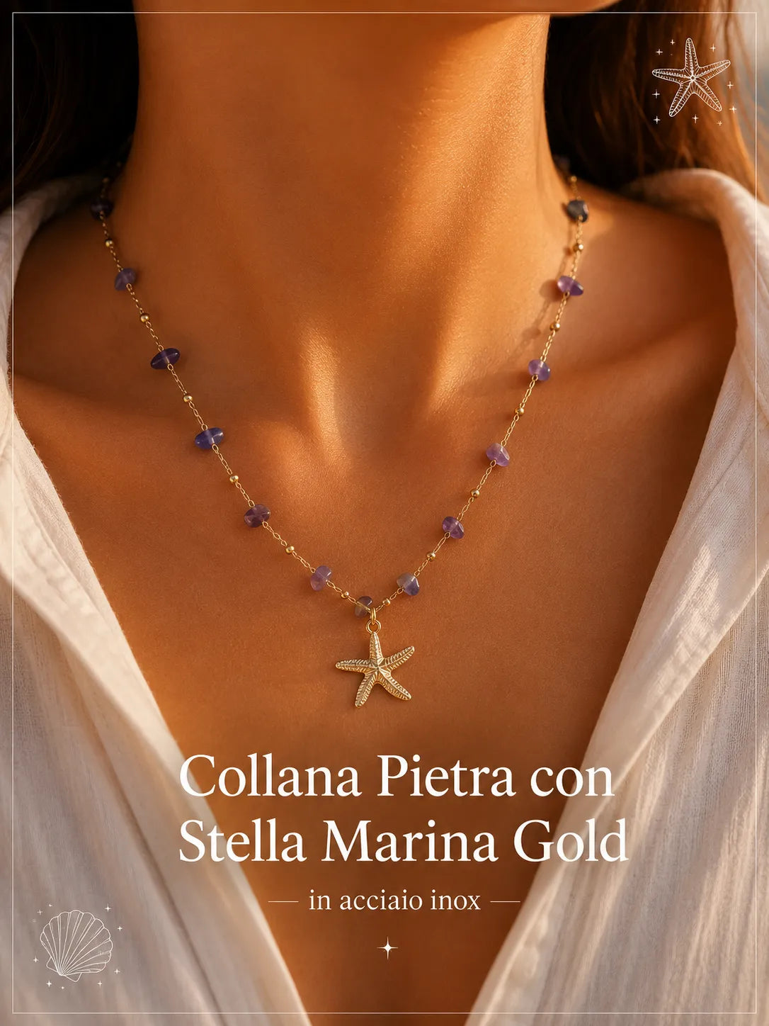 Collana Pietra con Stella Marina Gold