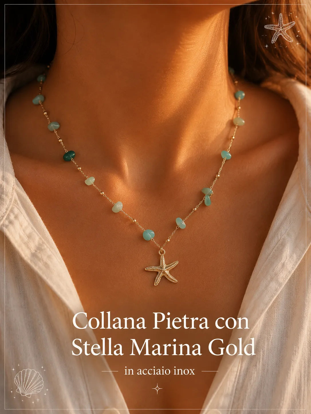 Collana Pietra con Stella Marina Gold