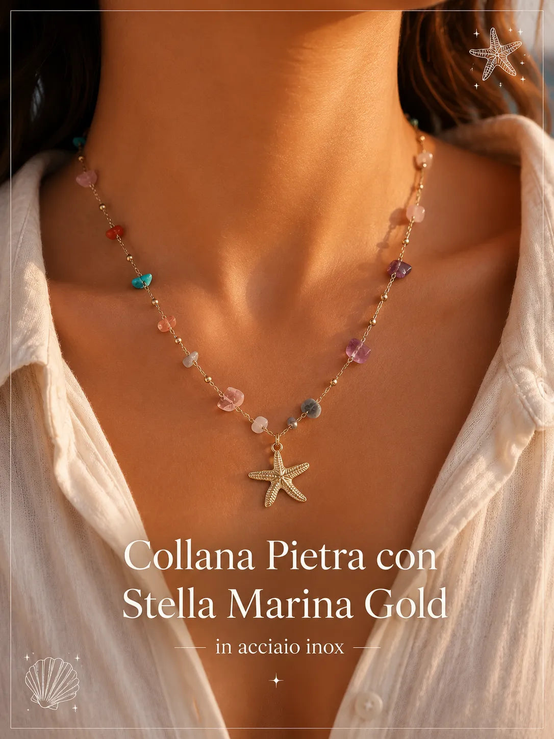 Collana Pietra con Stella Marina Gold