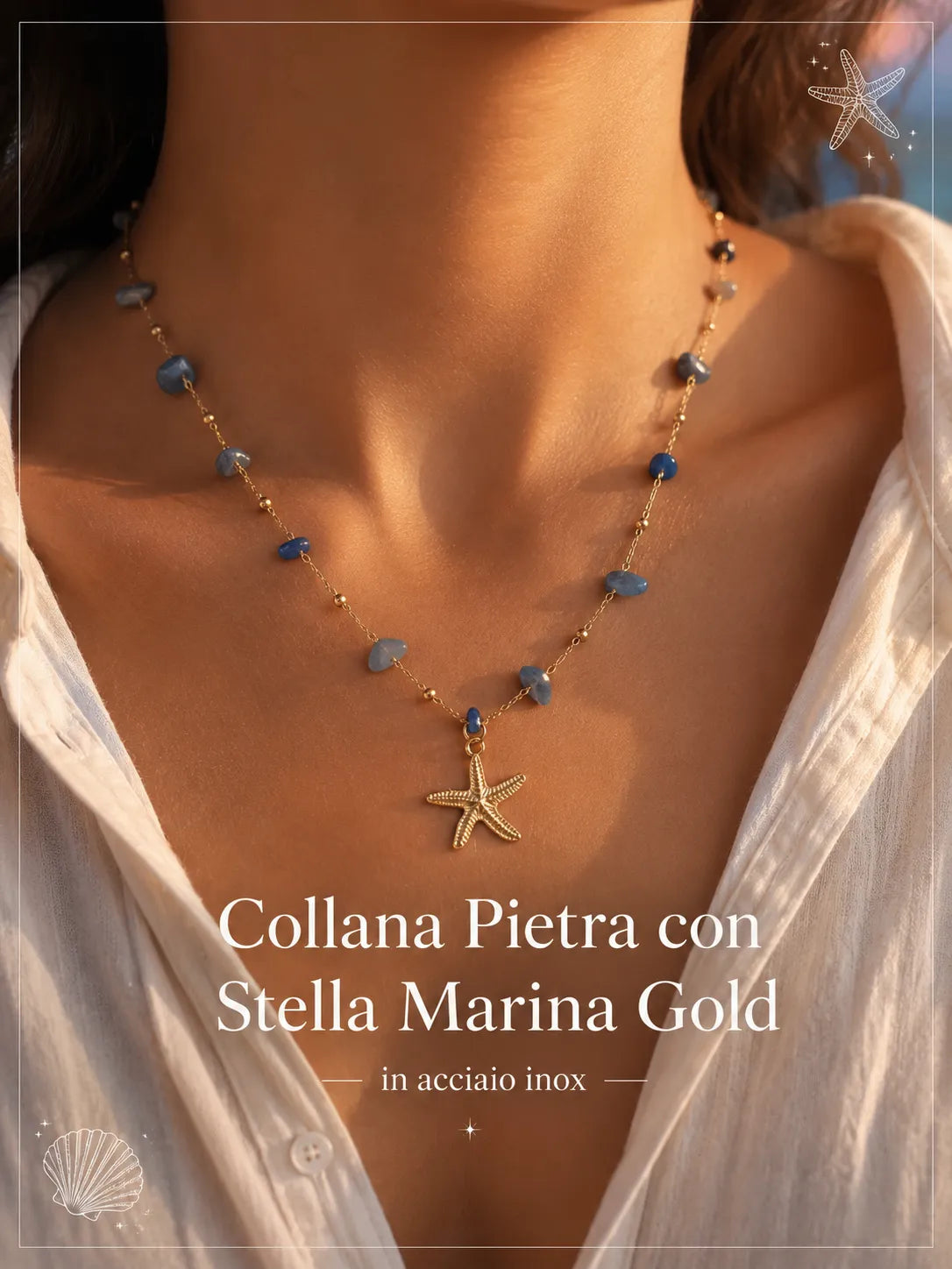 Collana Pietra con Stella Marina Gold