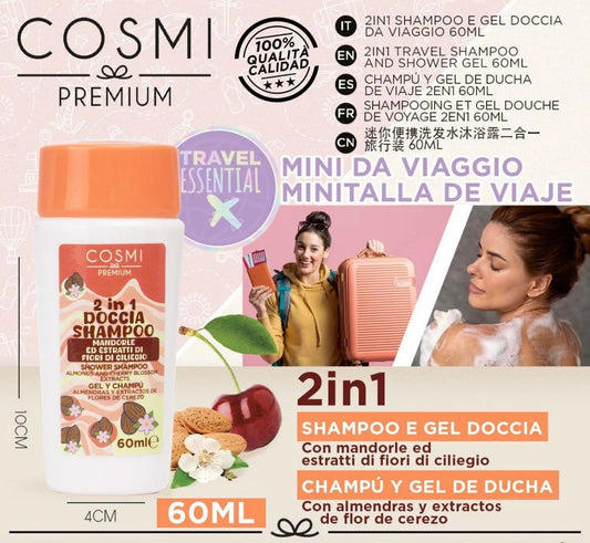 Cosmi - Doccia Shampoo Mandorle ed Estratti di Fior di Ciliegio 60 ml