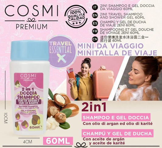 Cosmi - Doccia Shampoo Olio di Argan e Olio di Karite 60 ml