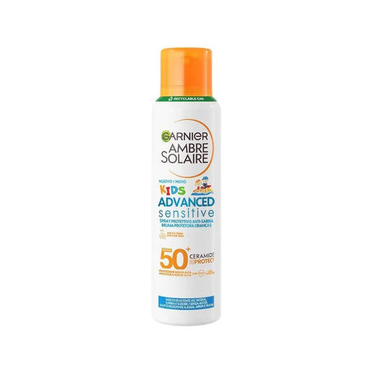 Garnier Ambre Solaire Advanced Sensitive Kids Ceramide Protect Spray Aerosol Anti-Sabbia SPF50+ 150 ml
