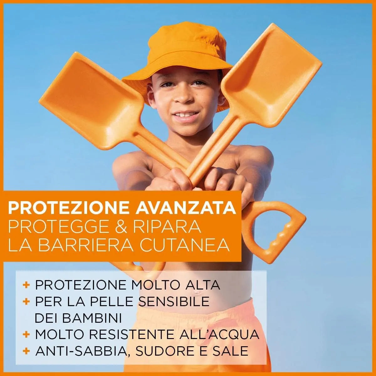 Garnier Ambre Solaire Advanced Sensitive Kids Ceramide Protect Spray Aerosol Anti-Sabbia SPF50+ 150 ml