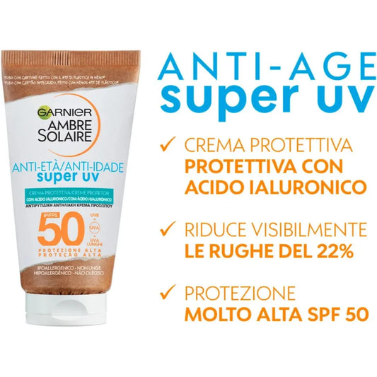 Garnier Ambre Solaire Anti-Age Super UV Crema Protettiva Viso SPF50+ 50 ml