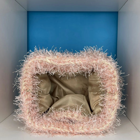 Clutch in fettuccia e pelliccia 20 cm Rosa