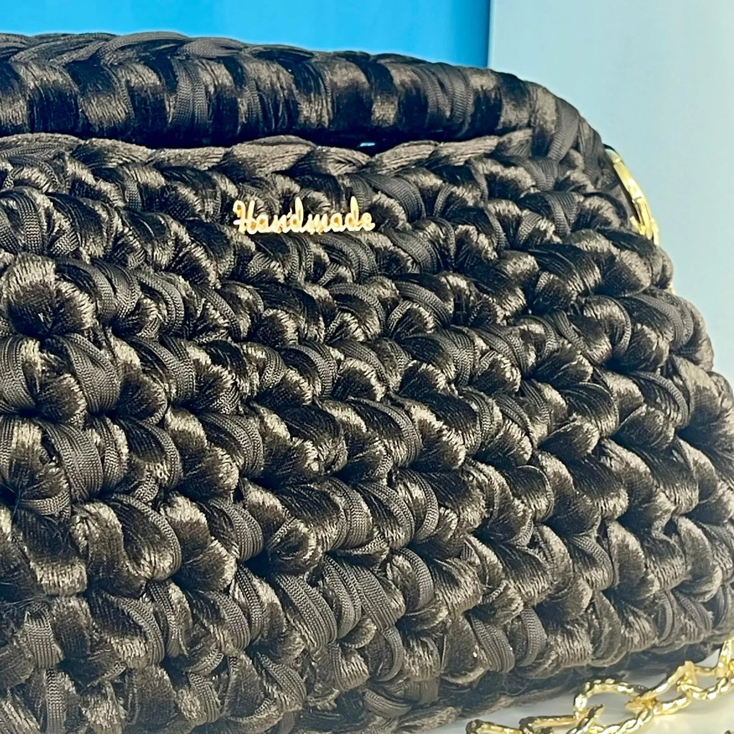 Clutch Fettuccia Marrone Velluto 20 cm