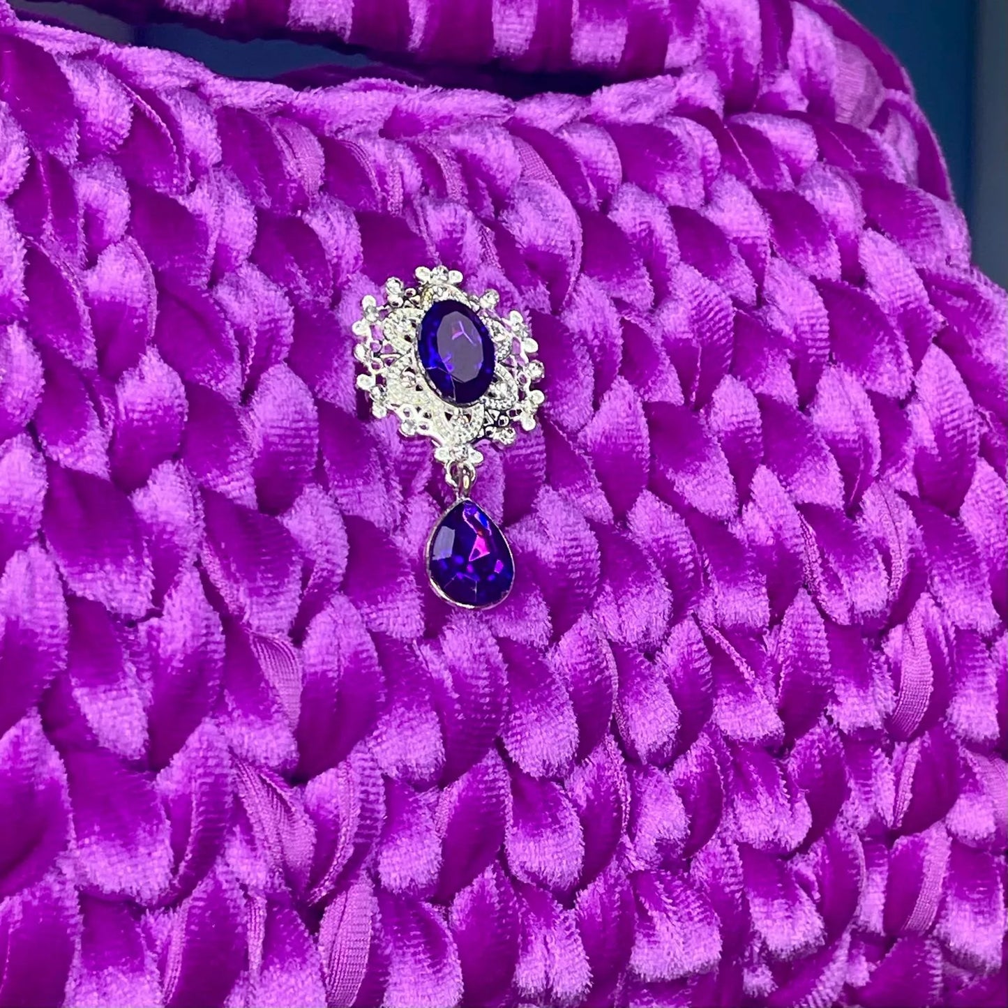 Clutch da 20 cm in Velluto Viola Fucsia