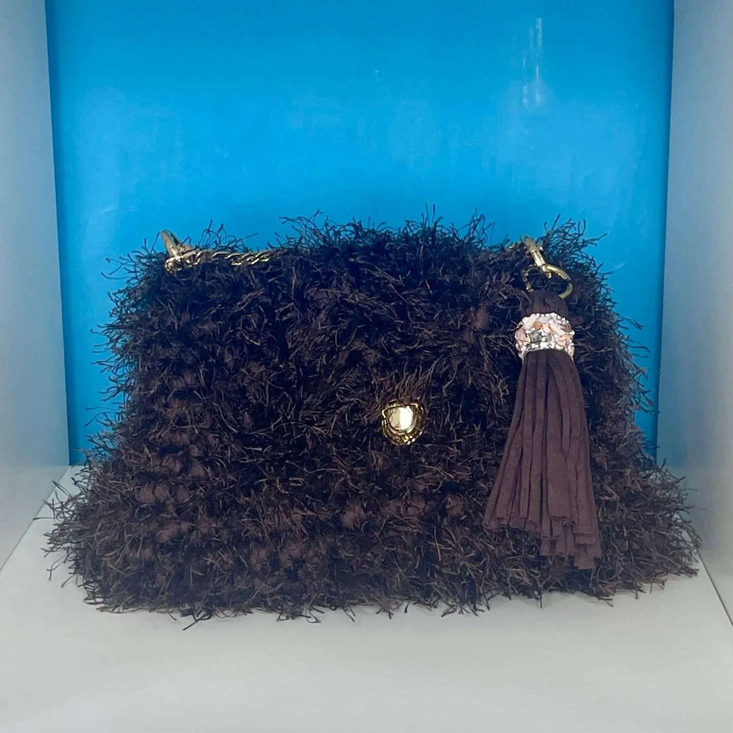 Borsetta in Fettuccia e Filato Fur - Realizzata a Mano