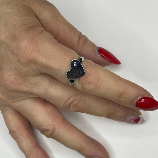 Anello Cuore Con Diamantino Silver