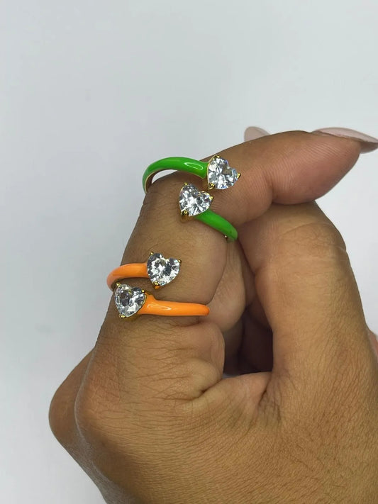 Anello Doppio Cuore - Vari Colori