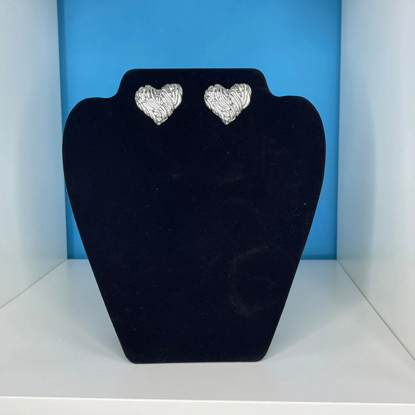 Orecchini Cuore Pieno Mosso Silver