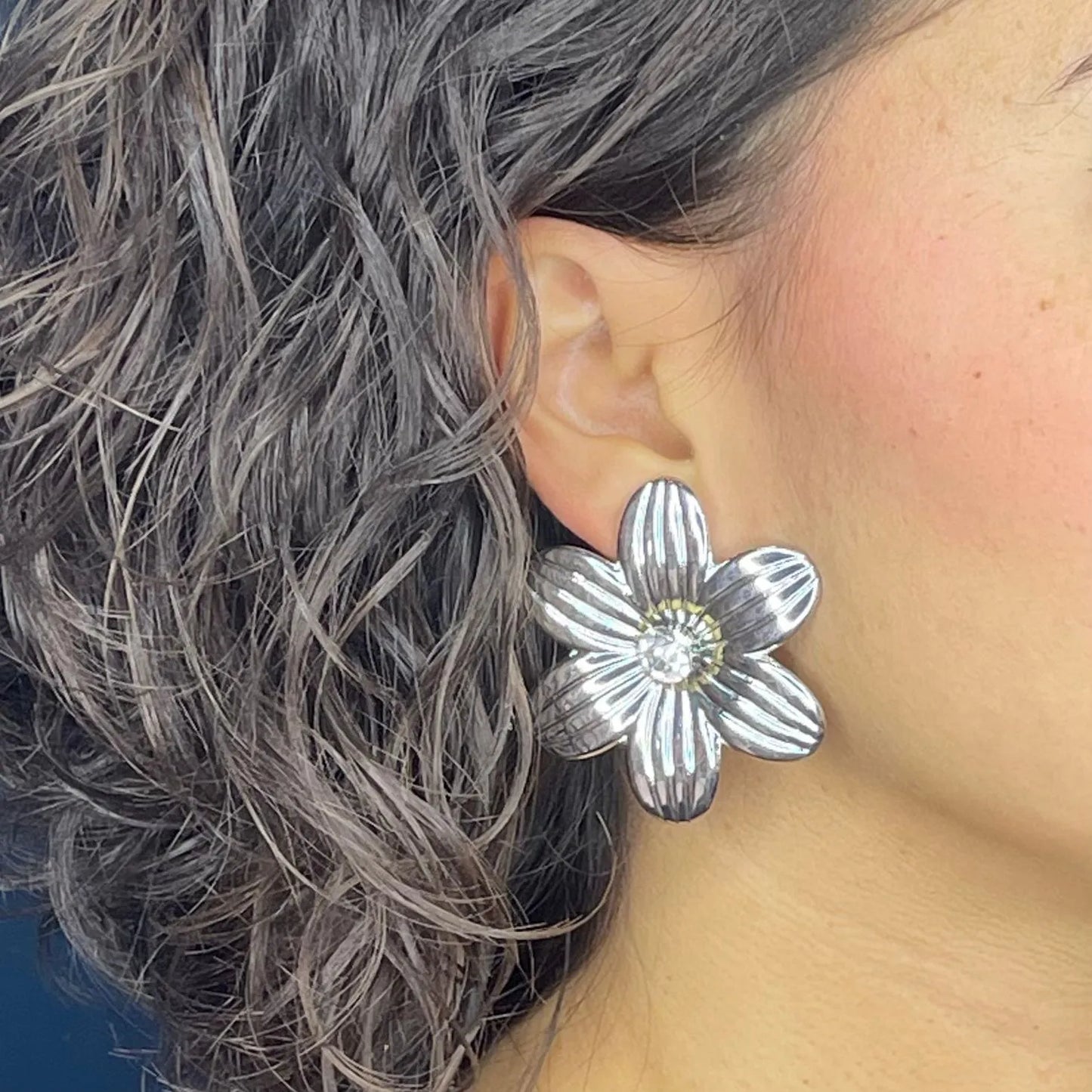 Orecchini Fiore Big Silver