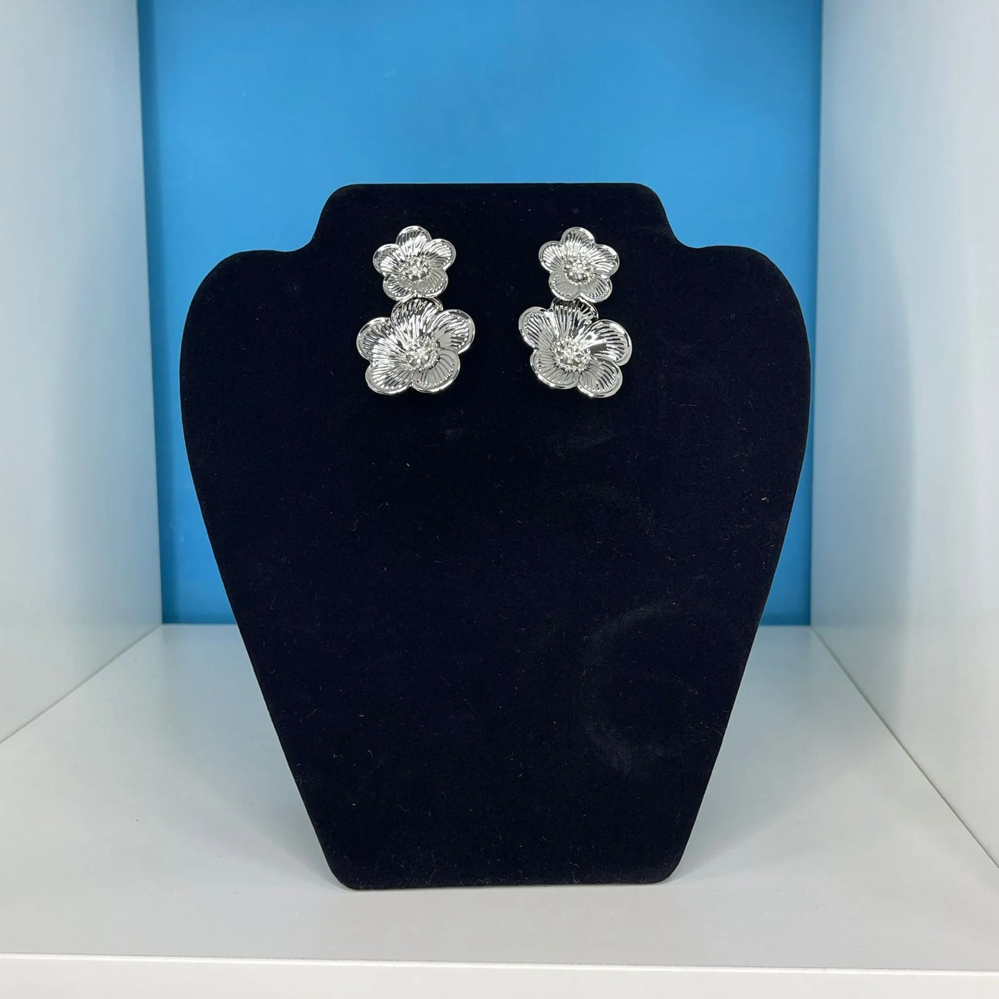 Orecchini Doppio Fiore Silver