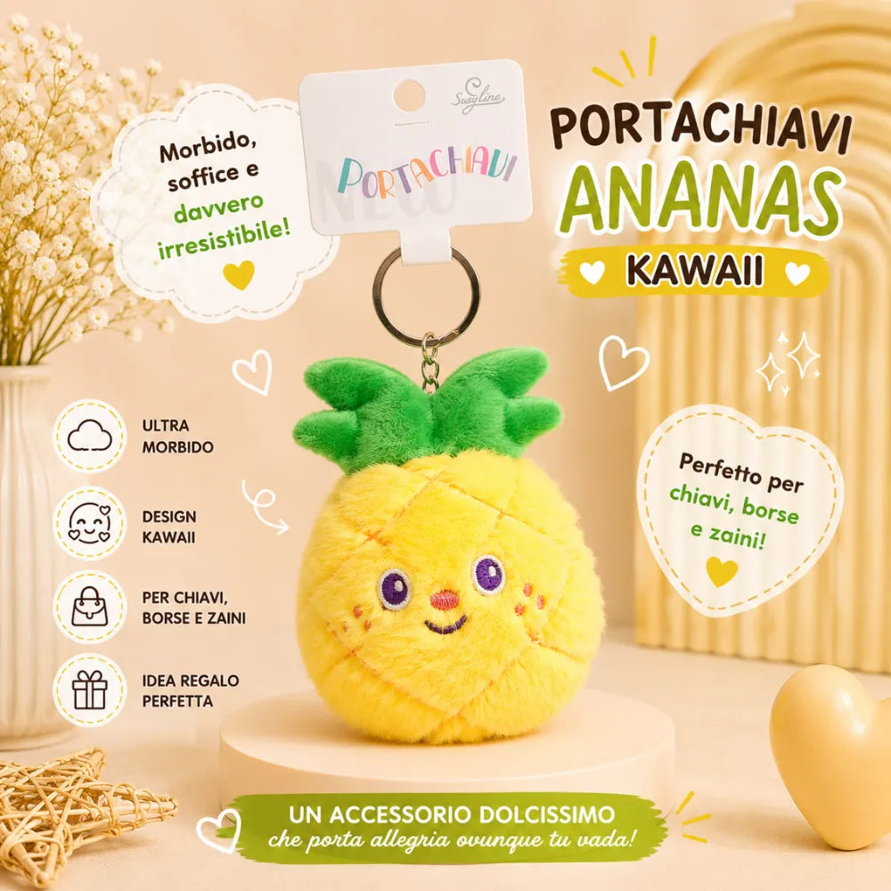 Portachiavi Peluche Ananas Kawaii Morbido