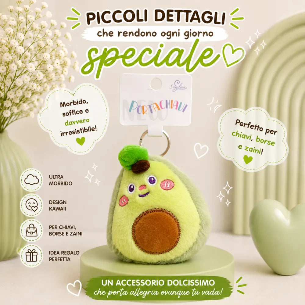 Portachiavi Peluche Avocado Kawaii Morbido