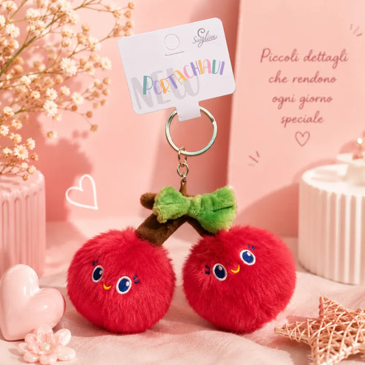 Portachiavi Peluche Ciliegie Kawaii Morbido