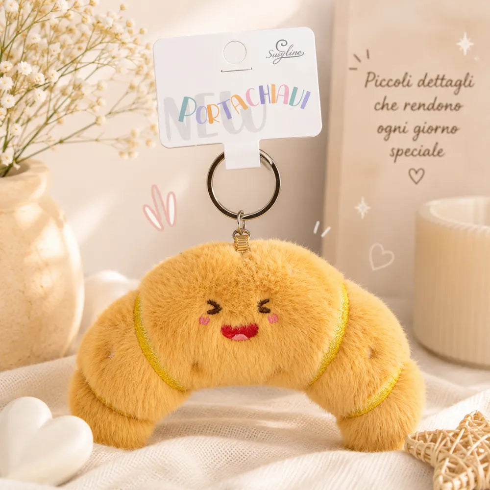 Portachiavi Peluche Croissant Kawaii Morbido