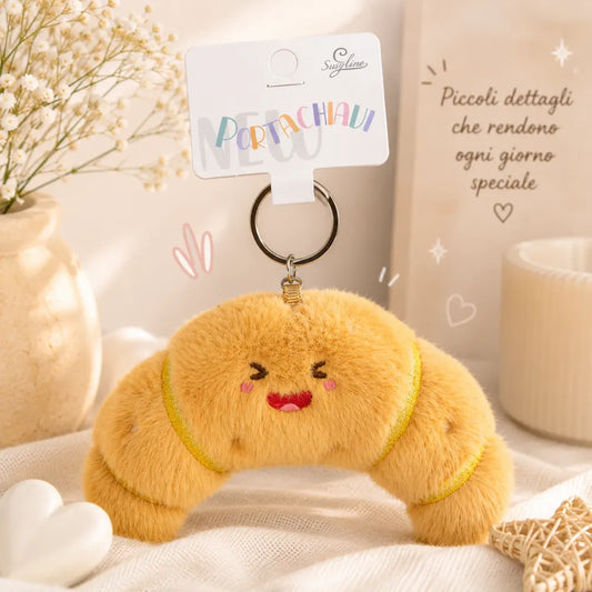 Portachiavi Peluche Croissant Kawaii Morbido