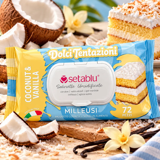 Salviette Umidificate Dolci Tentazioni Cocco & Vaniglia – 72 Pezzi