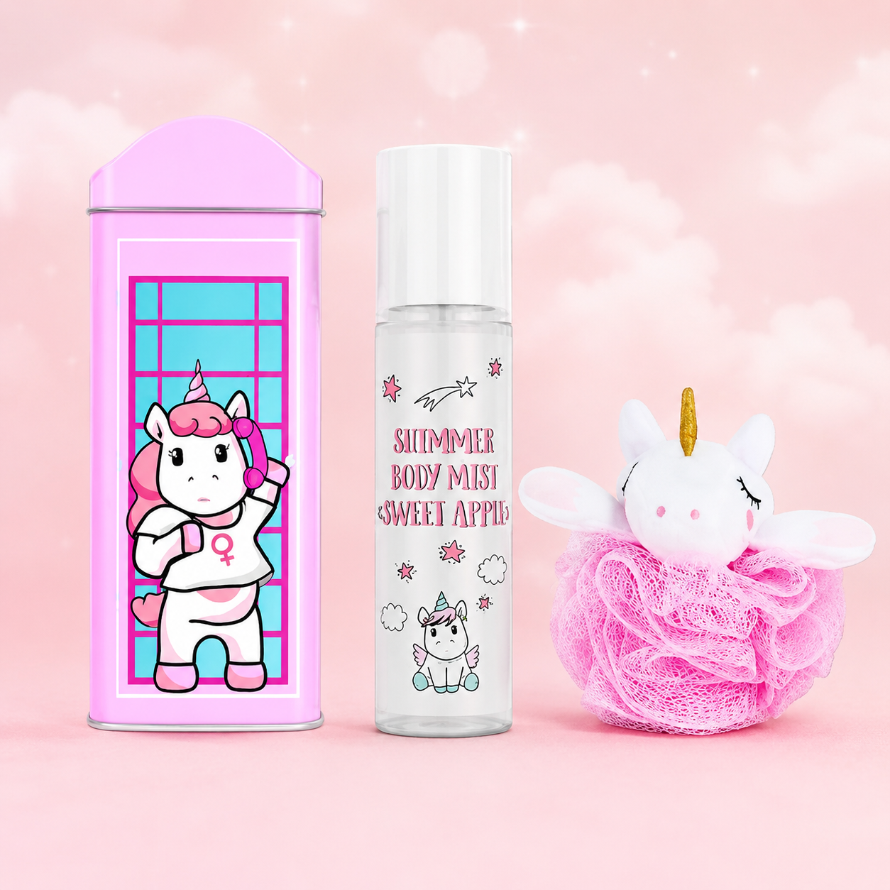 Unicorns Approve Set Regalo Sweet Apple – Body Mist, Carillon e Spugna Unicorno