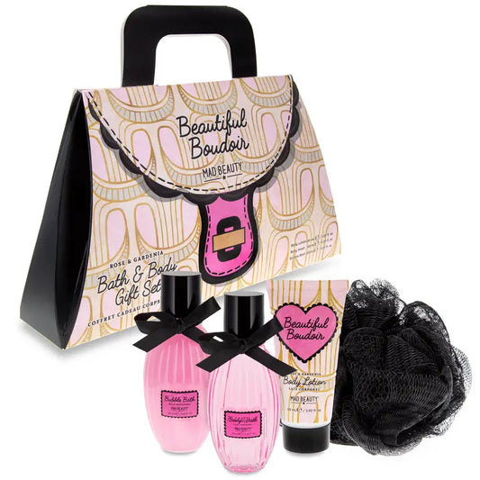 Mad Bauty - Boudoir Set Regalo – Bagno Schiuma, Gel Doccia Rose e Gardenia